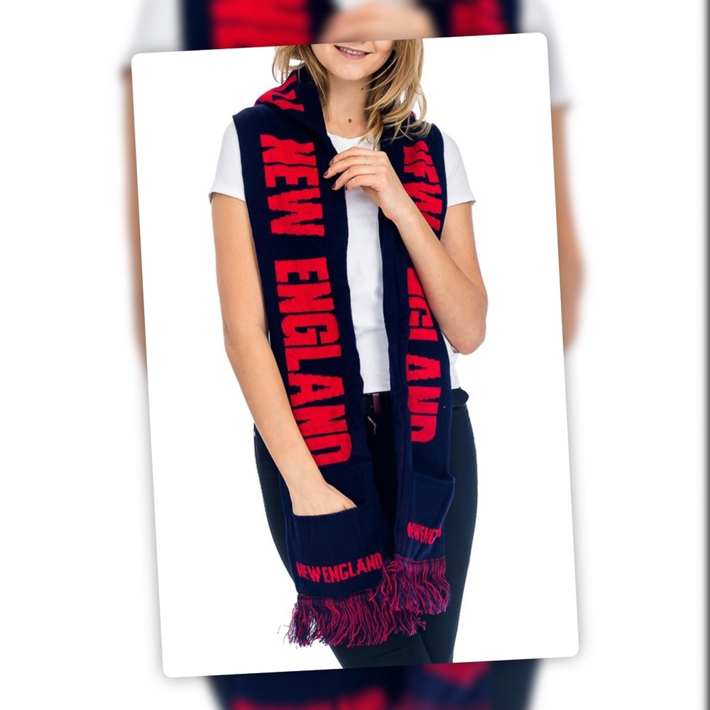 Great Gift! Unisex New England Football Team Warm Hand Pockets Scarf